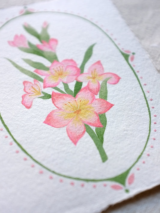 Origineel werk: Gladiool - geboortebloem augustus