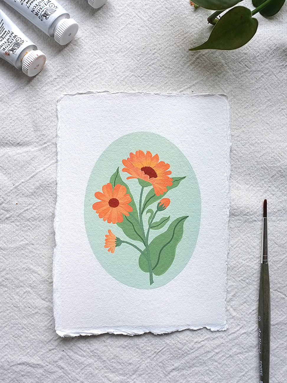 Origineel werk: Goudsbloem - geboortebloem oktober