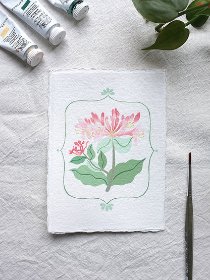 Origineel werk: Kamperfoelie - geboortebloem juni