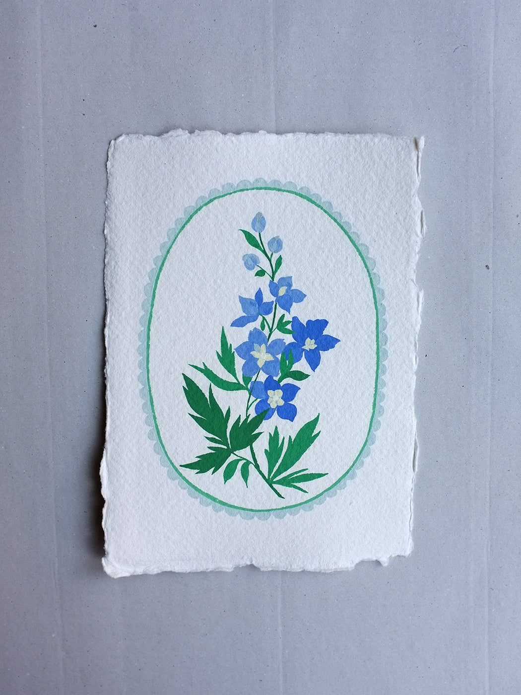 Origineel werk: Ridderspoor - geboortebloem juli