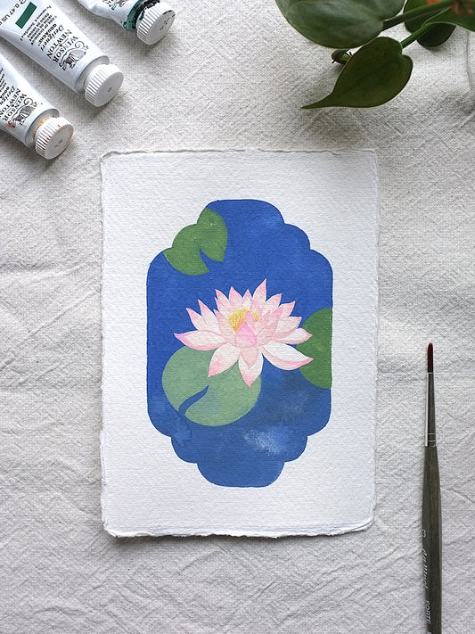 Origineel werk: Waterlelie - geboortebloem juli