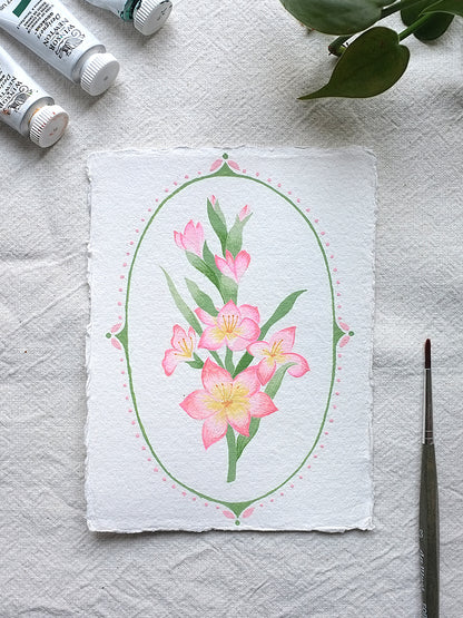 Origineel werk: Gladiool - geboortebloem augustus