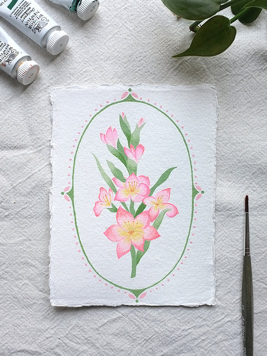 Origineel werk: Gladiool - geboortebloem augustus