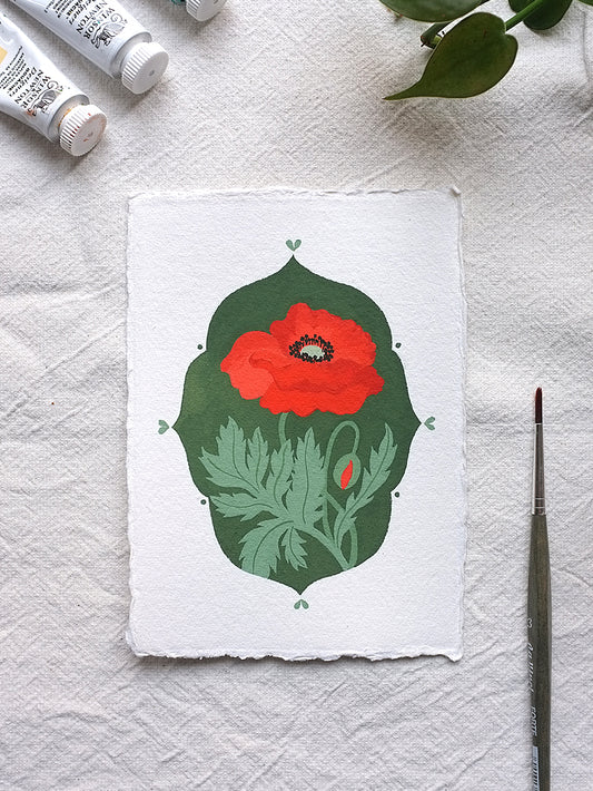 Origineel werk: Klaproos - geboortebloem augustus