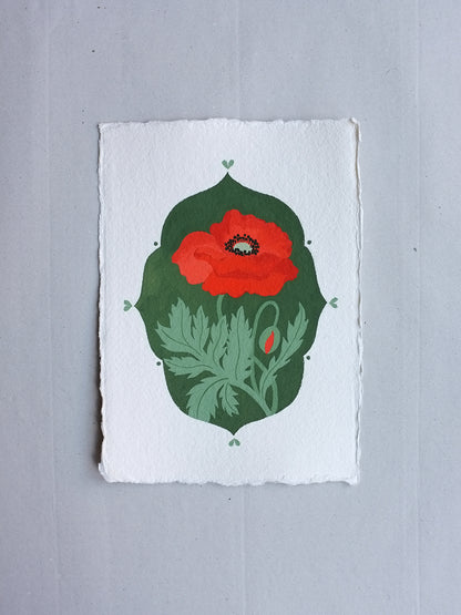 Origineel werk: Klaproos - geboortebloem augustus